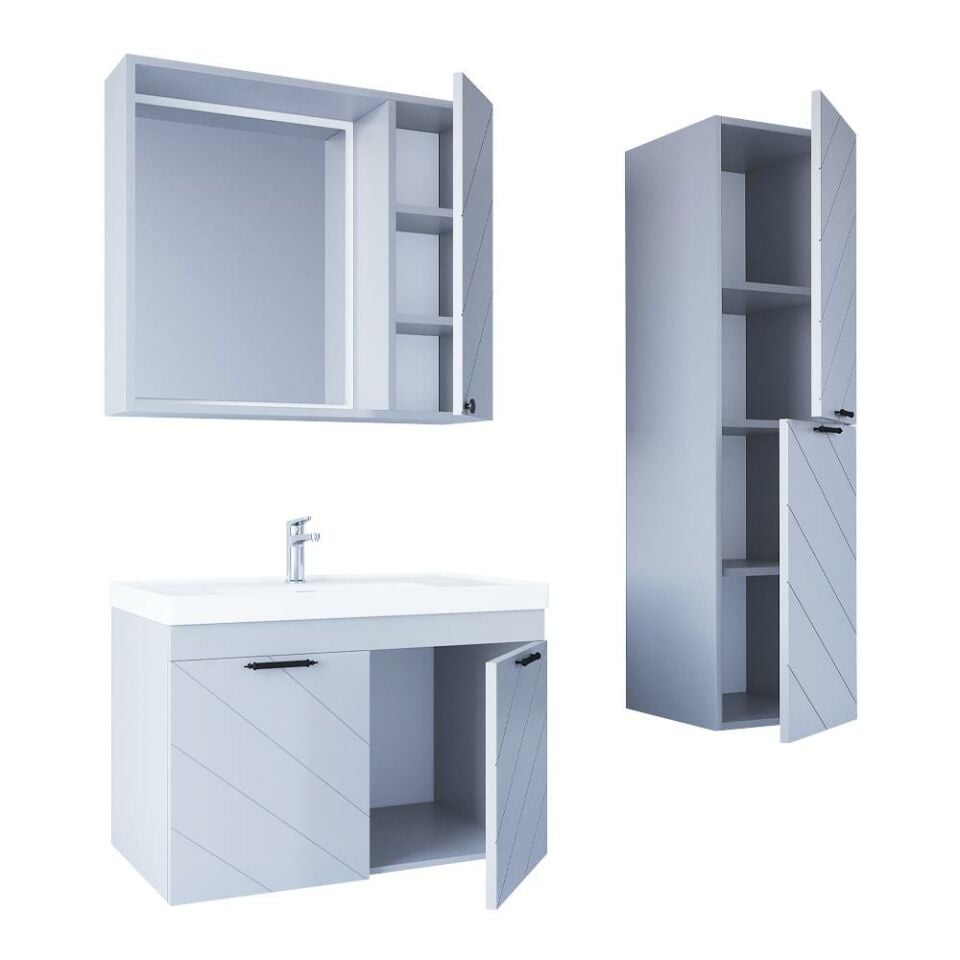 Teta Home Atina 65 cm Lake Banyo Dolabı Seti ve Boy Dolabı