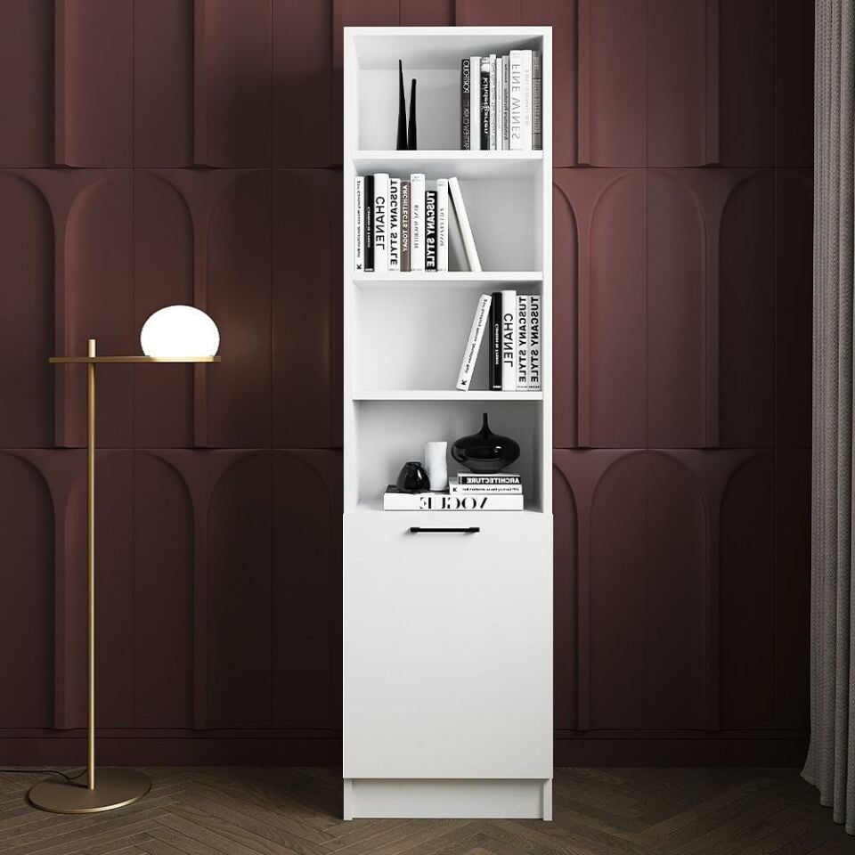 Teta Home  5 Raflı Kapaklı Ofis Evrak Çok Amaçlı Kitaplık - Beyaz