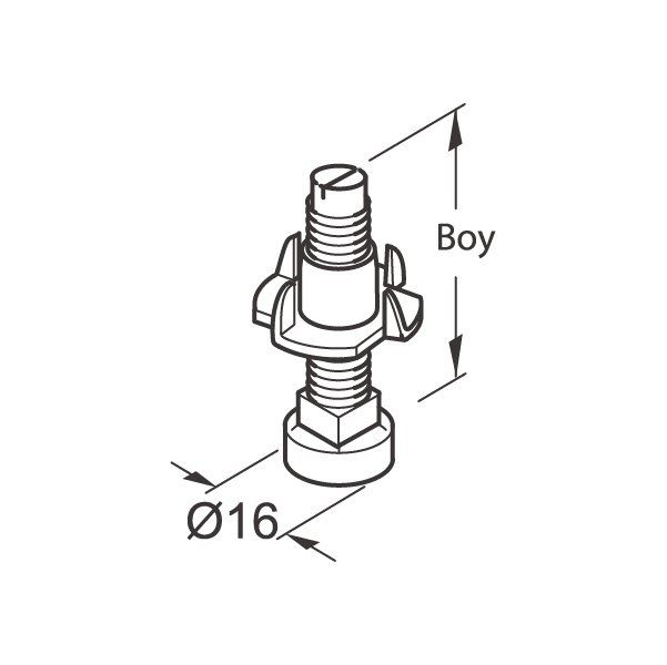 Hafele Baza Ayar Vidası M8x45mm, Galvaniz Renk