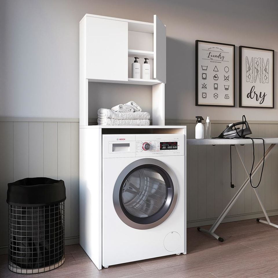 Teta Home Çamaşır Makinesi Dolabı + Kapaklı Kiler Dolabı