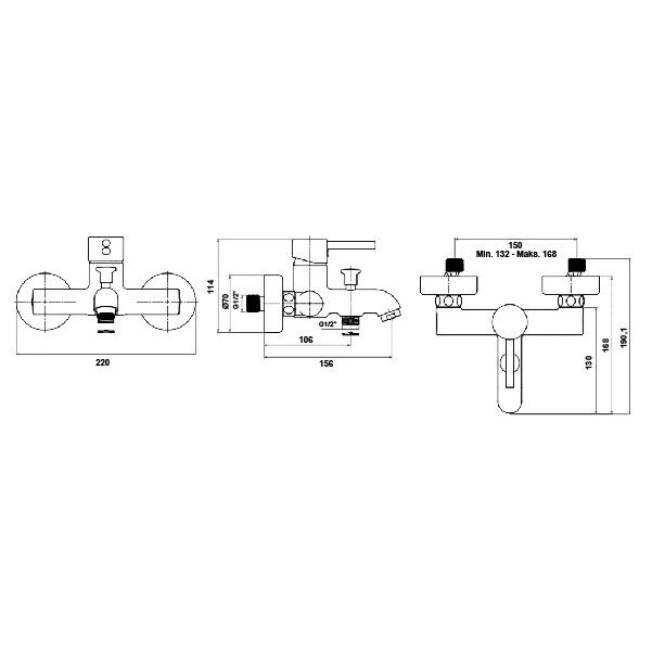 Hafele Banyo Bataryası Semple Duvara Monte Parlak Krom