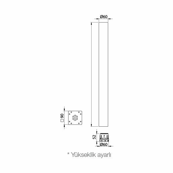Hafele Sehpa Ayağı Otto Ahşap 60x410mm Mat Siyah Renk