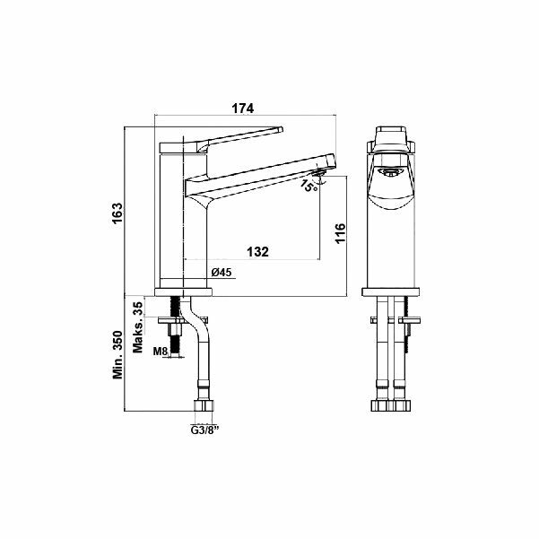 Hafele Lavabo Bataryası Elegant Yüzeye Monte Parlak Krom
