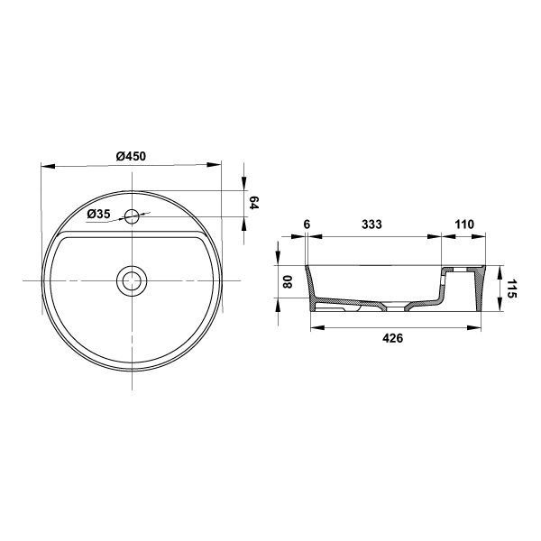 Hafele Banyo Lavabosu Bonita RB 450x115mm Parlak Beyaz Renk