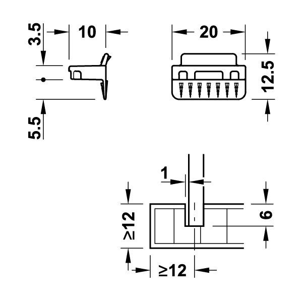 Hafele RPC G 13/20 Arka Panel Bağlantı Elemanı, Gri Renk (100 Adet)