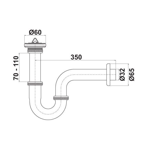Hafele Banyo Sifonu Metal 350mm Parlak Krom Renk