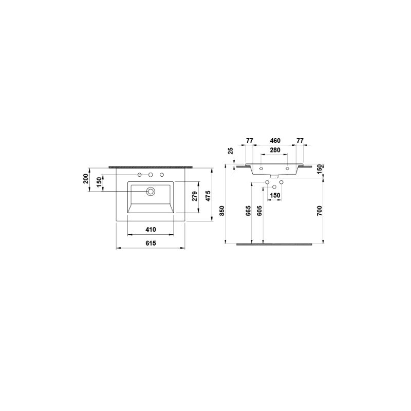 Hafele Banyo Lavabosu Tierra 60 615x475mm Parlak Beyaz Renk