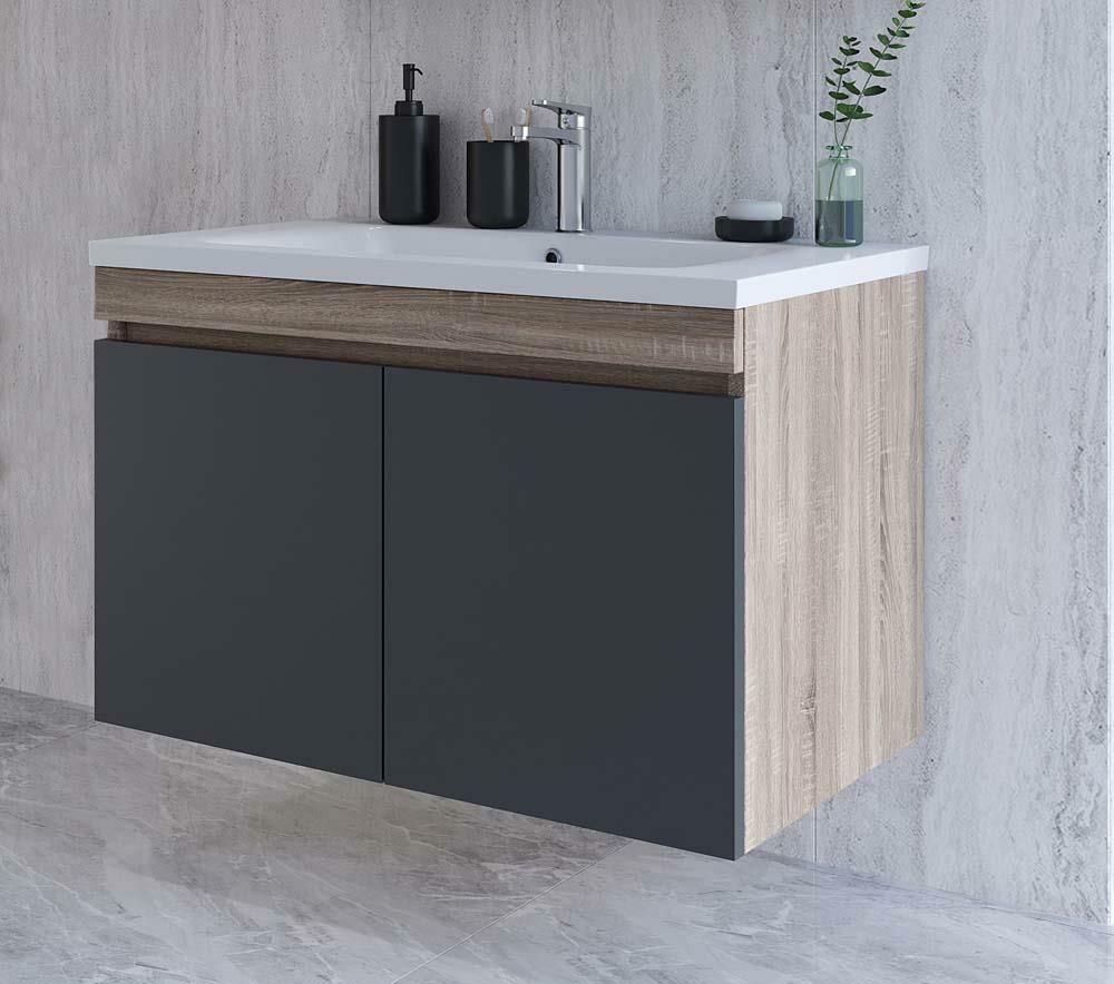 Teta Home Tokyo 65 cm Mdf Banyo Lavabolu Alt Dolap Sonoma-Antrasit