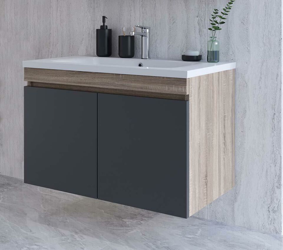 Teta Home Tokyo 65 cm Mdf Banyo Lavabolu Alt Dolap Sonoma-Antrasit