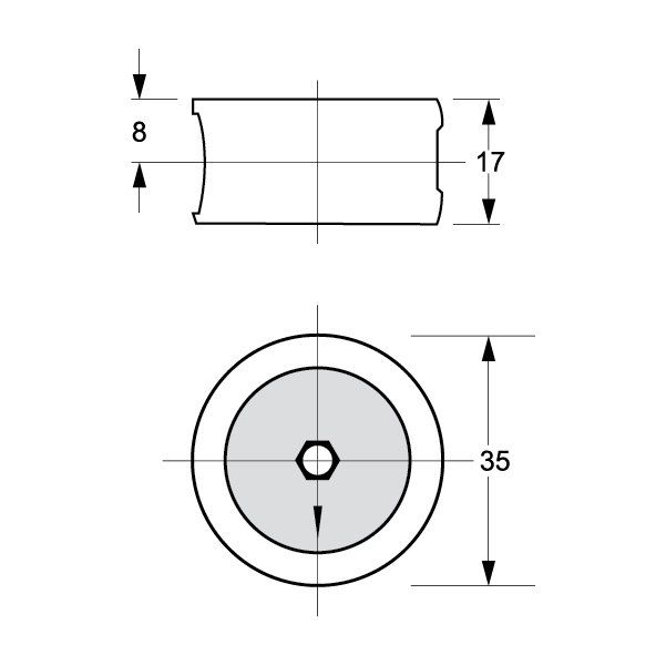 Hafele Confa 35 Gövde 24mm (10 Adet), Ham