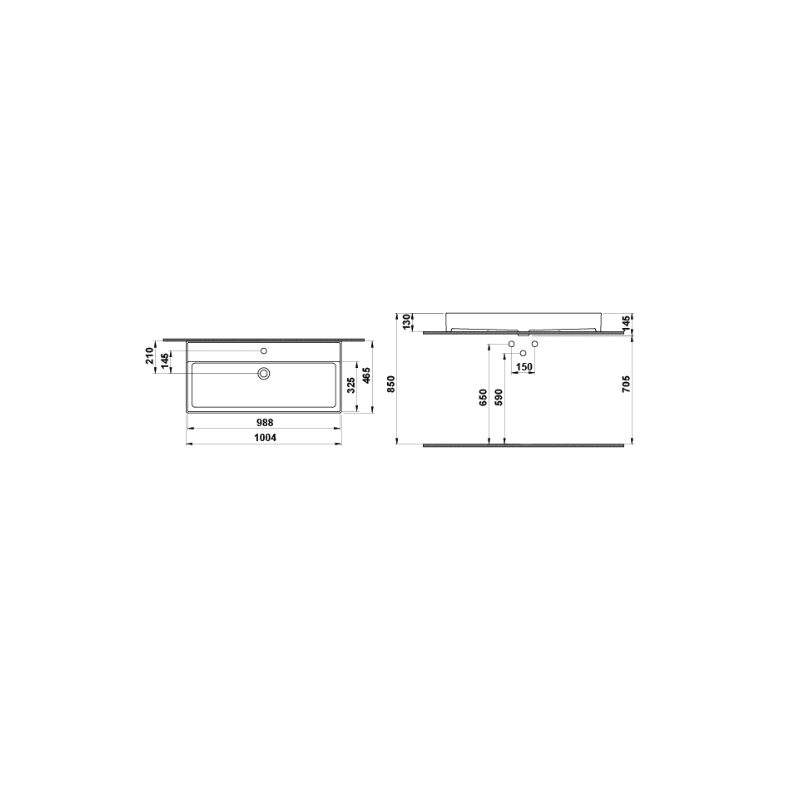 Hafele Banyo Lavabosu Freya 100 1004x465mm Parlak Beyaz Renk