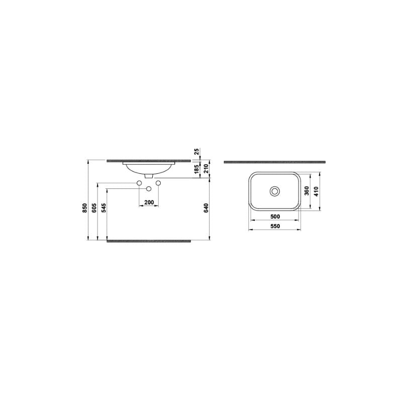 Hafele Banyo Lavabosu Lorna 550x410mm Mat Siyah Renk