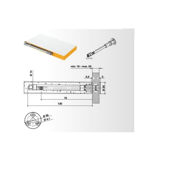 Hafele Gizli Raf Taşıyıcı M. Plakasız 14/120mm