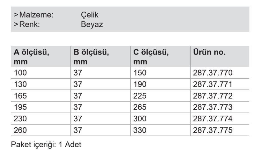 Hafele Sabit Konsol 241x36.5x285mm, Beyaz Renk