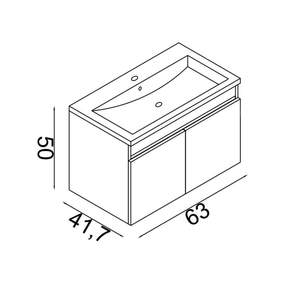 Teta Home Tokyo 65 cm Mdf Banyo Lavabolu Alt Dolap Sonoma-Antrasit