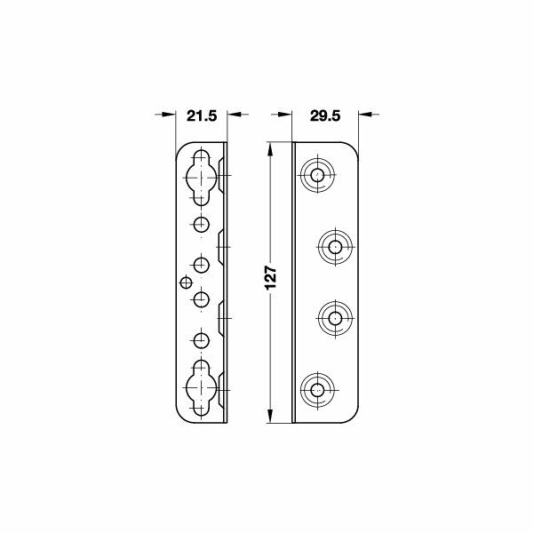Hafele Çelik Karyola Bağlantı Elemanı 127mm, Krom Kaplama