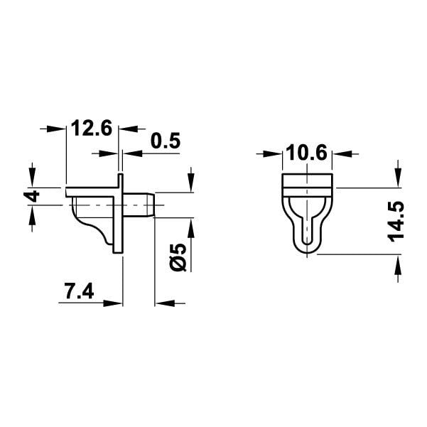 Hafele Raf Pimi Plastik 5mm 80kg (100 Adet), Beyaz