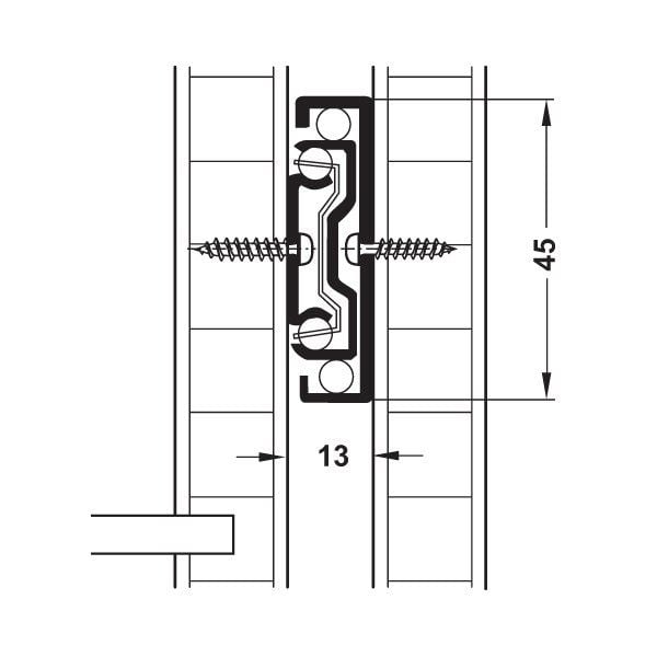 Hafele Bilyalı Ray Tam Açılım 40Kg Ball 45 SC 45/500mm Galvaniz