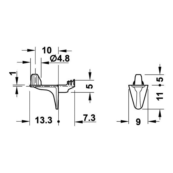 Hafele Raf Pimi 5mm, Mat Nikel Renk (500 Adet)