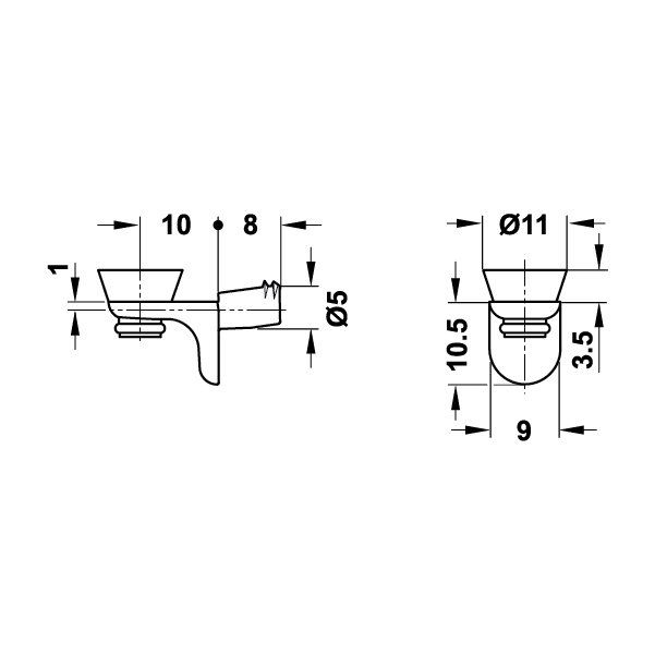 Hafele Cam Raf Pimi Büyük Vantuzlu 5mm (100 Adet), Nikel