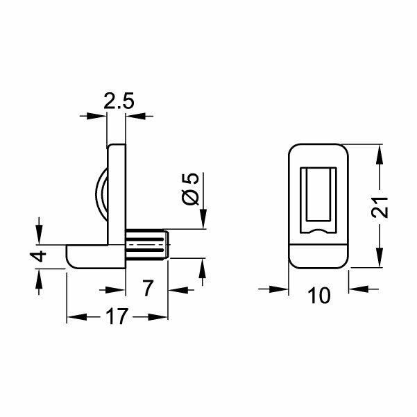 Hafele Cam Raf Pimi Kilitli 5mm (100 Adet), Şeffaf