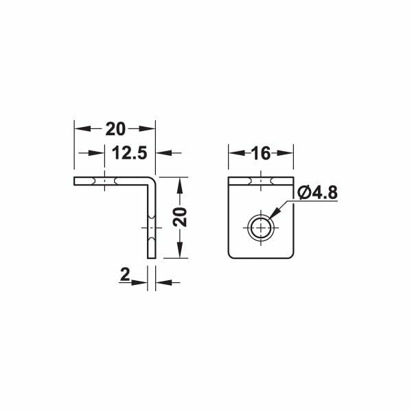 Hafele Köşebent 20x20x2mm, Galvaniz Renk (500 Adet)