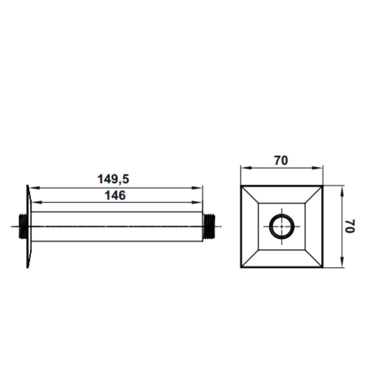 Hafele Tavandan Tepe Duşu Borusu Fluxo Köşeli Parlak Krom