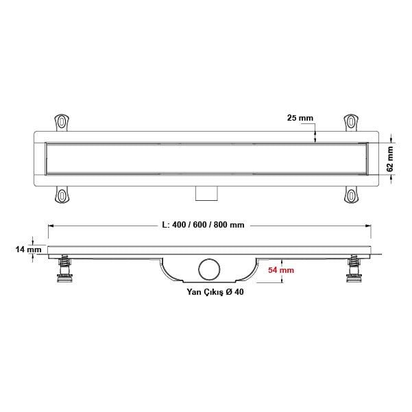 Hafele Flowline Duş Kanalı, 60cm