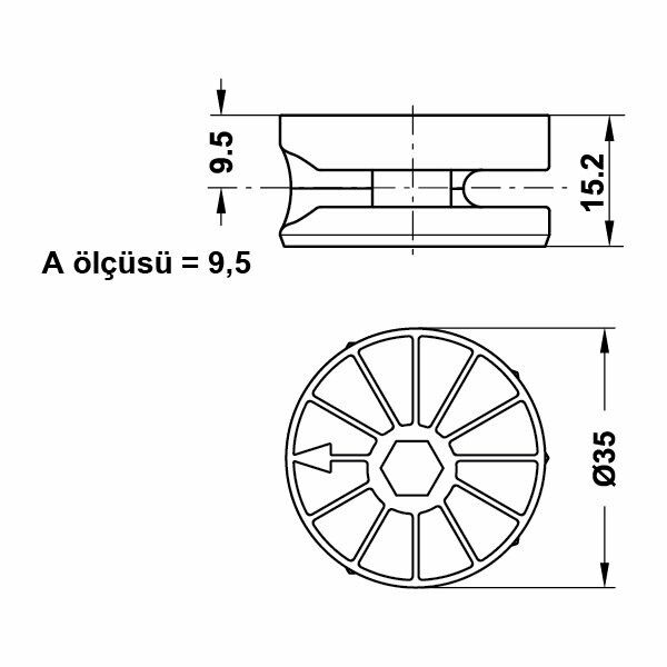 Hafele Maxifix-E Gövde SW6 18mm (10 Adet), Nikel Kaplama