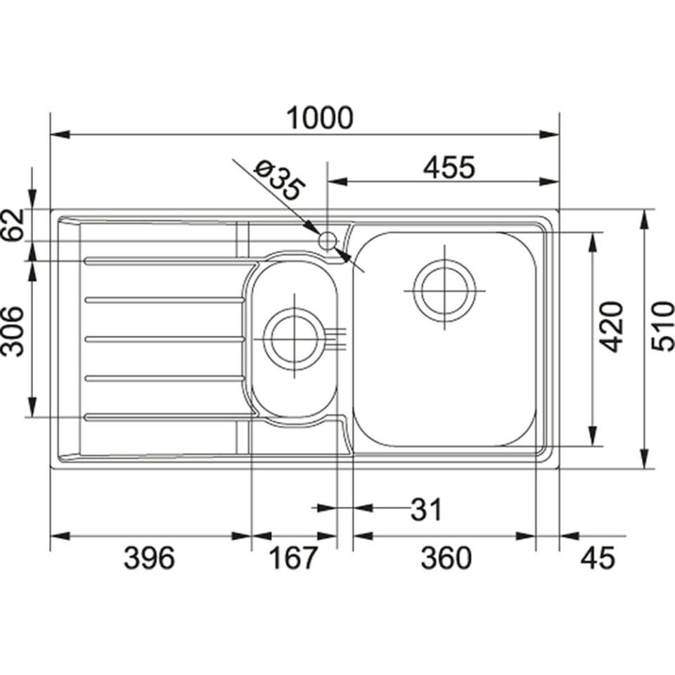 Franke Neptun Net 651 Mikrodekorlu 1.5 Gözlü Sol Damlalıklı Çelik Evye