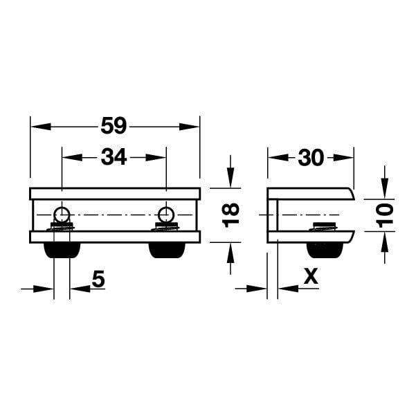 Hafele Raf Tutucu Cam Krom Parlak 8-10mm (1 Çift)