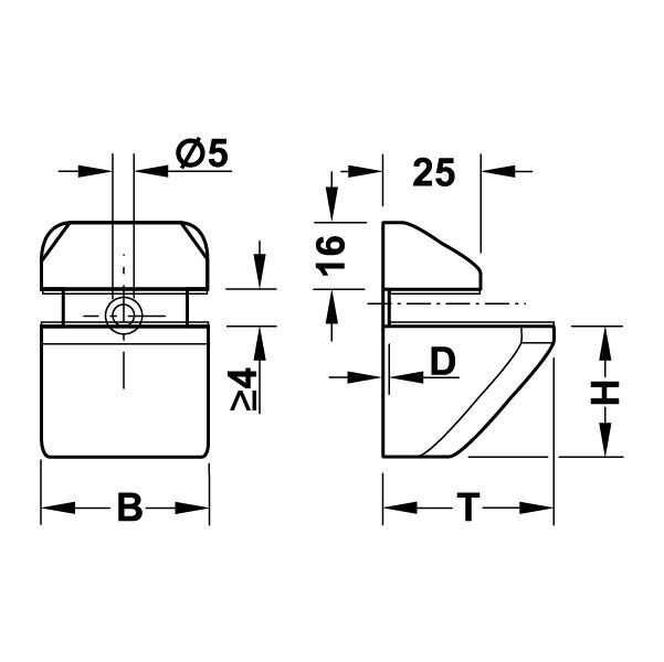 Hafele Raf Tutucu Cam/Ahşap Krom Parlak 4-25mm (1 çift)