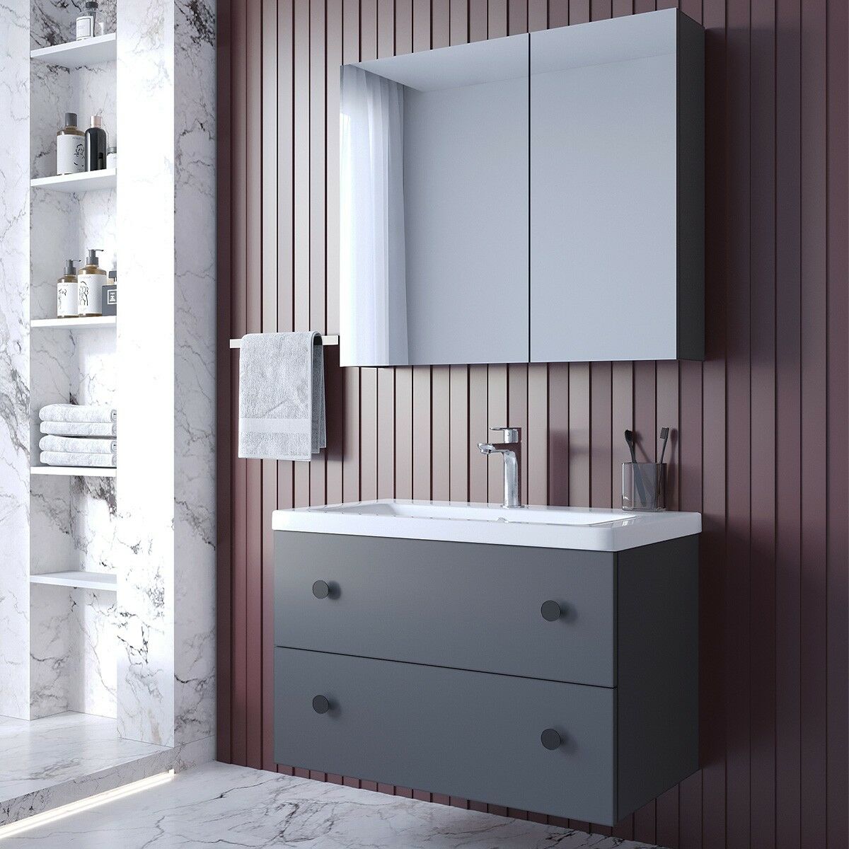 Teta Home Tiflis 65 Cm Mdf Banyo Dolabı Seti