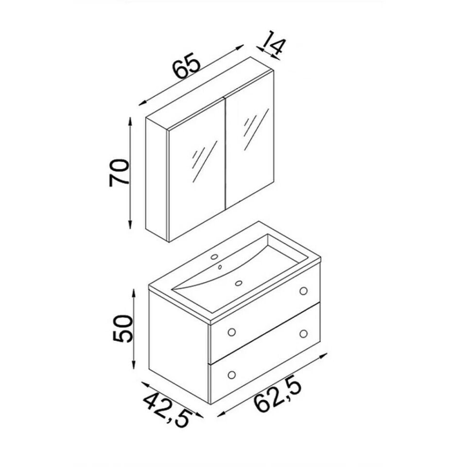 Teta Home Tiflis 65 Cm Mdf Banyo Dolabı Seti