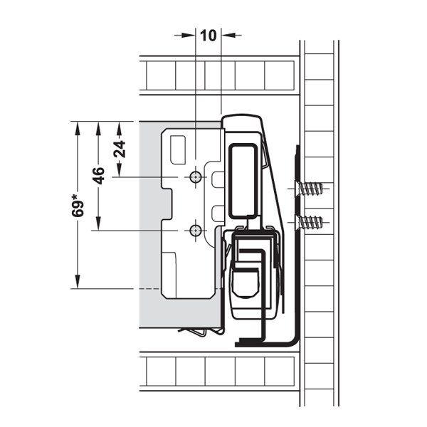 Hafele İç Çekmece Seti 90'lık Modül İçin Bordürsüz 45'lik Gri