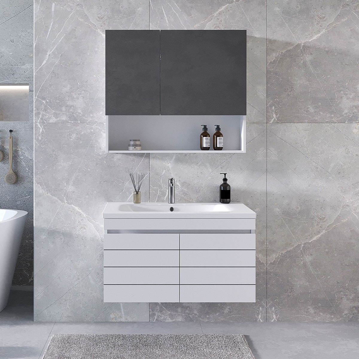 Teta Home Asya 80 CM Mdf Banyo Dolabı Seti Beyaz