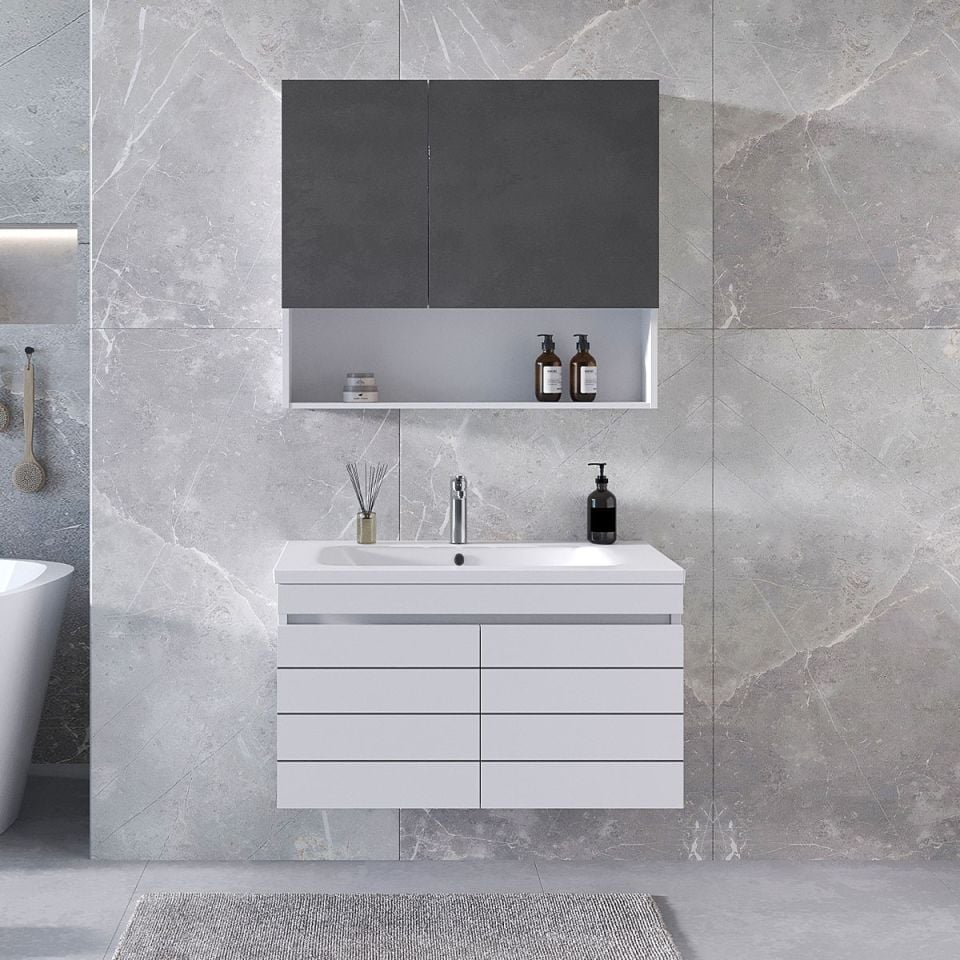 Teta Home Asya 80 CM Mdf Banyo Dolabı Seti Beyaz
