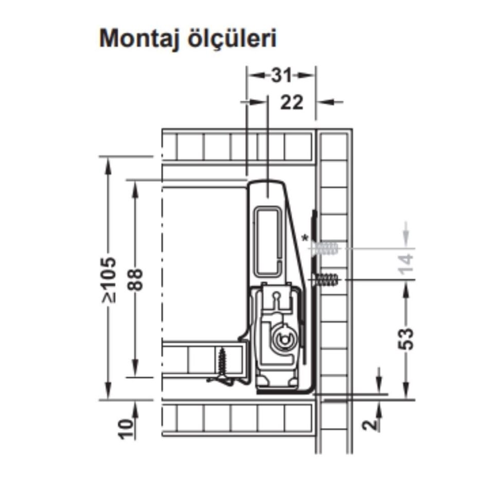 Hafele İç Çekmece Seti 120'lik Modül İçin Bordürsüz 45'lik Beyaz