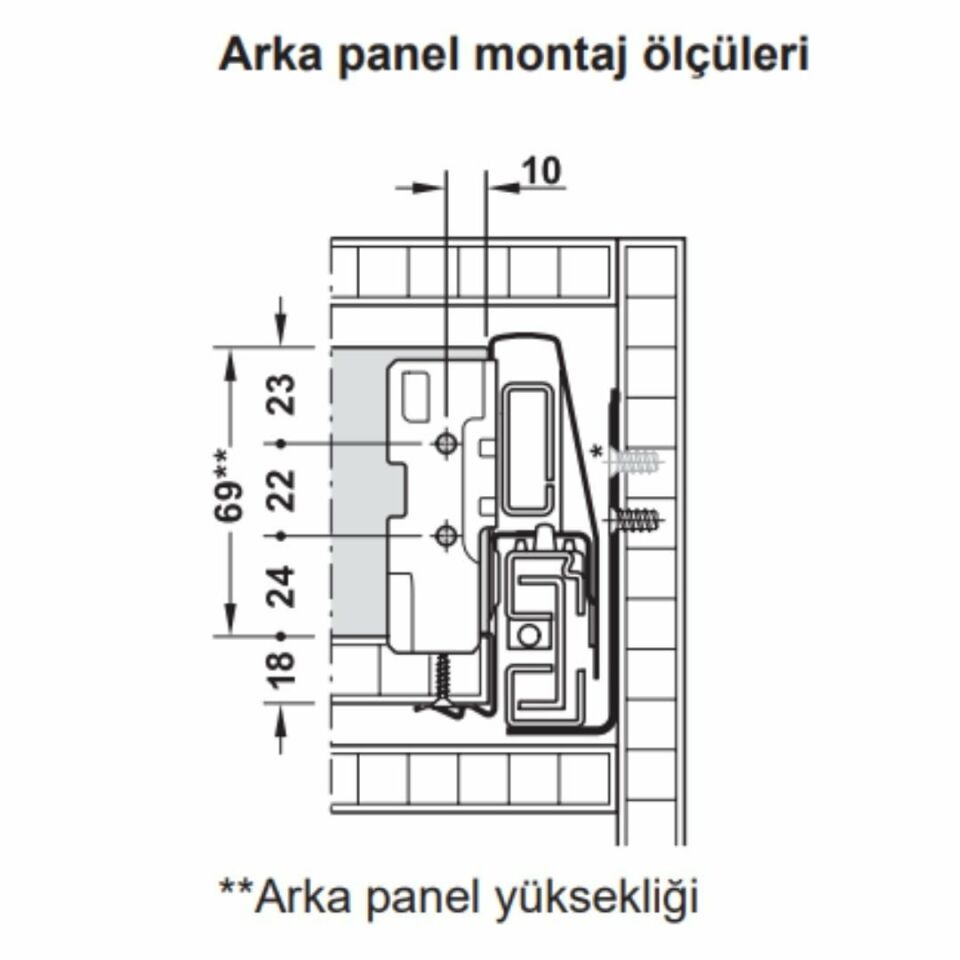 Hafele İç Çekmece Seti 120'lik Modül İçin Bordürsüz 45'lik Beyaz