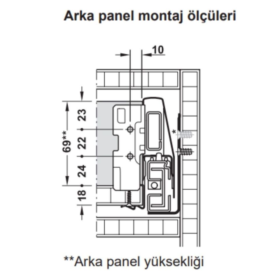 Hafele İç Çekmece Seti 120'lik Modül İçin Bordürsüz 45'lik Beyaz