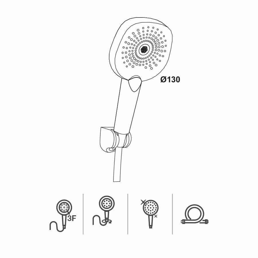 Hafele Sürgülü Duş Sistemi Focus 3 Fonksiyonlu Parlak Krom