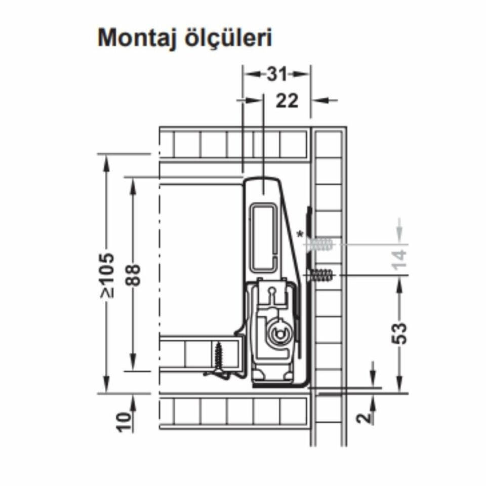Hafele İç Çekmece Seti 120'lik Modül İçin Bordürsüz 50'lik Beyaz