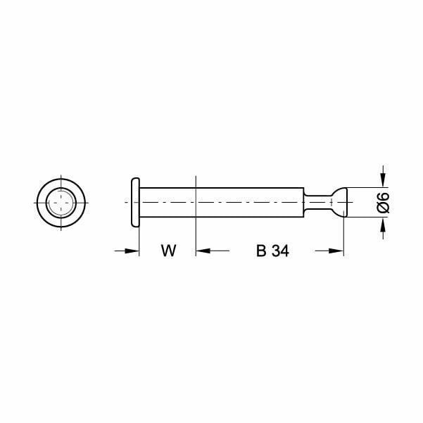 Hafele Minifix Tek Taraflı Kör Mil 19mm (100 Adet),Nikel