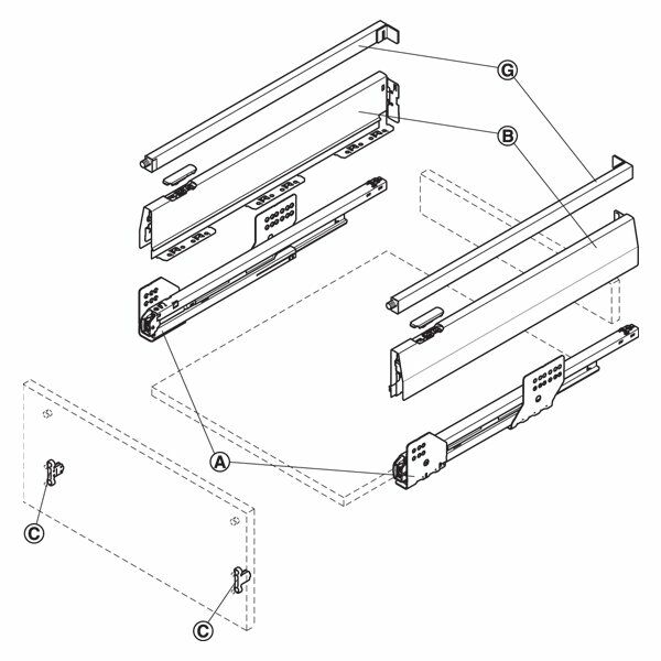 Hafele Çekmece Seti Kare Bordürlü 50'lik Vidalı Beyaz