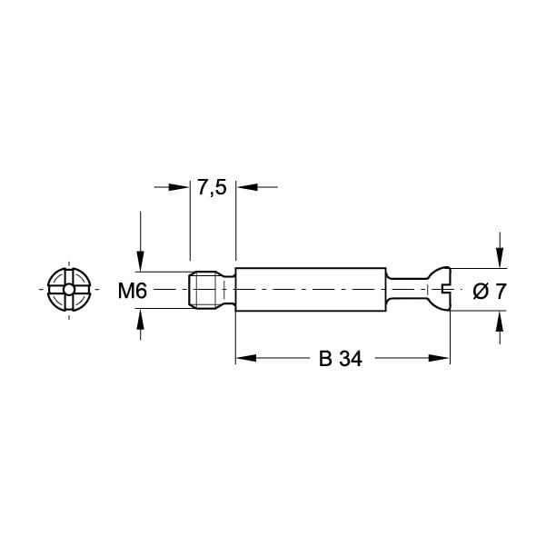 Hafele Minifix Mil 34/M6/7,5mm (100 Adet), Galvaniz