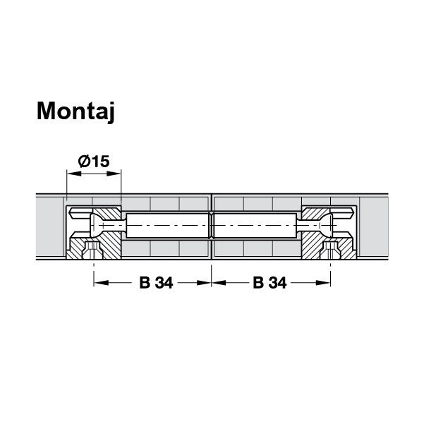Hafele Minifix Çift Taraflı Mil 34mm (100 Adet), Galvaniz
