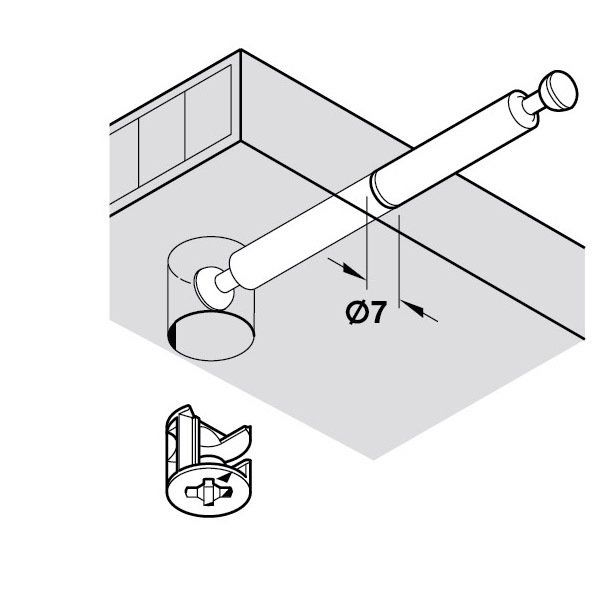 Hafele Minifix Çift Taraflı Mil 34mm (100 Adet), Galvaniz