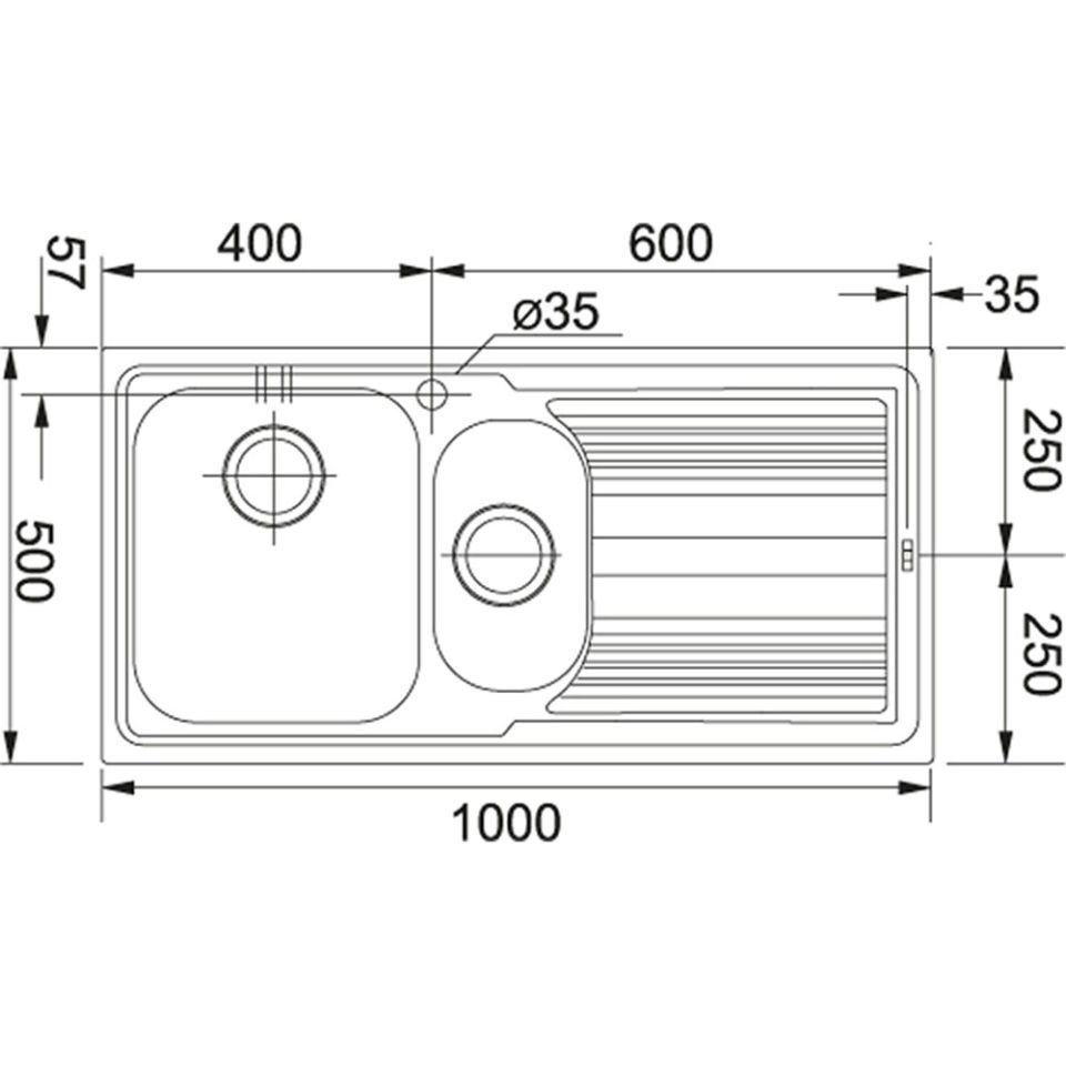 Franke Logica Line Lll 651 1.5 Gözlü Sol Damlalıklı Dekorlu Çelik Evye