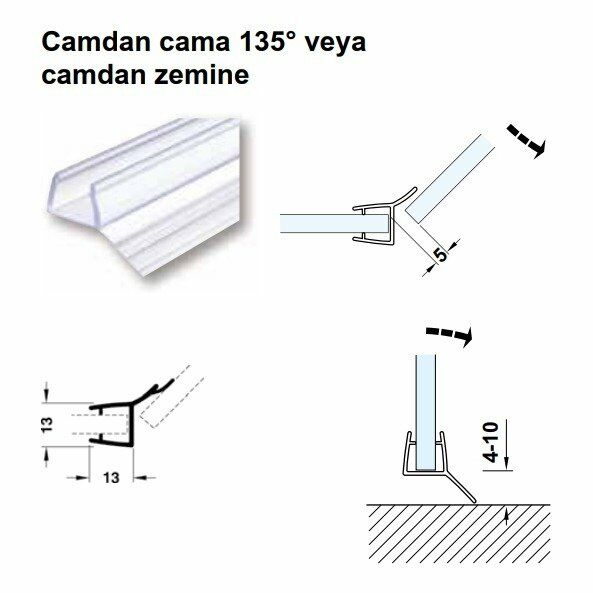 Hafele Cam Kapı Fitili Cam-Cam 135 Derece 10-12/2500mm