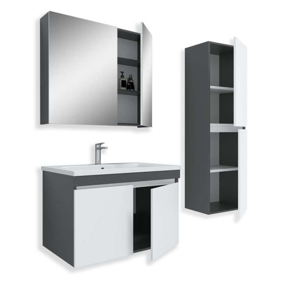Teta Home Tokyo 80 Cm Mdf Banyo Dolabı Seti +Boy Dolabı